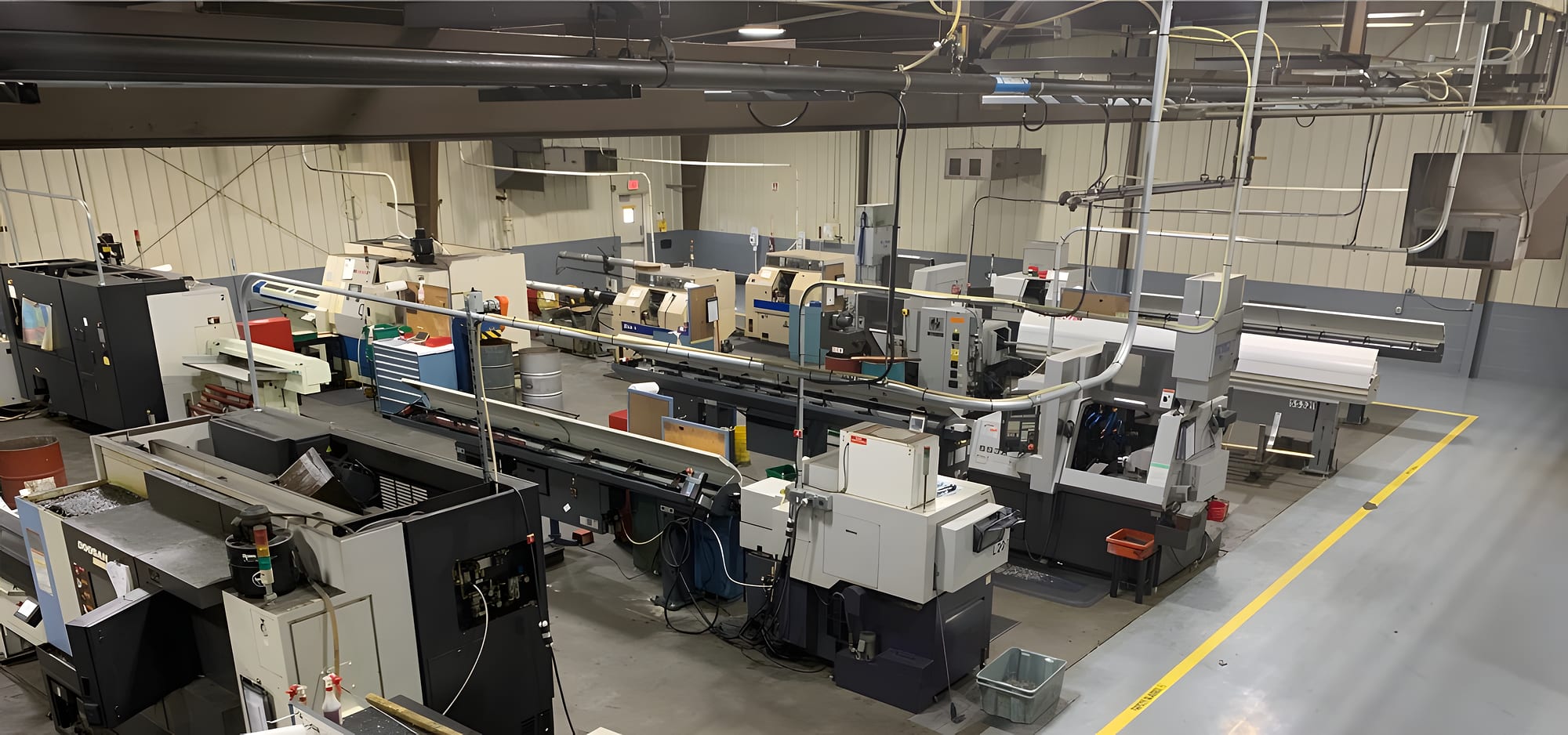 Forrest Machine Products Swiss machining area on the shop floor
